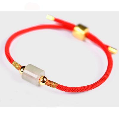 China Handmade Adjustable Rope Lucky Red Rope Women Braided Bracelet String With Natural Stone Charm Jewelry for sale