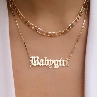 China Handmade Wholesale Double Layers Gold Thin Alloy Babygirl Necklace Bohemian Jewelry for sale