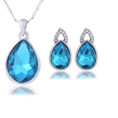 China Bridal Statement Necklace , Earring Set Crystal Jewelry Drop Jewelry Set Women Wedding Pendant for sale