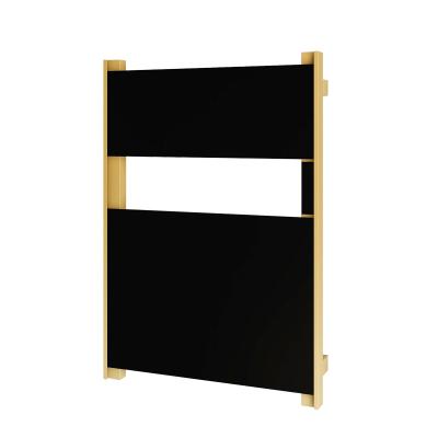 China Fashion Panel Heated Glass Electric Towel Rack Black Towel Rail For Bathroom for sale