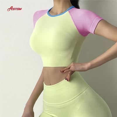 China News Competitive Price Sports Clothing Breathable Multi Color Womens Seamless Warm Crop Tops for sale