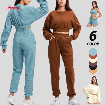 China Live Fit Fitness Clothing Breathable Yoga Set Women Cotton Sport Activewear Jogging Sportswear Long Sleeves Casual Sets For Women for sale