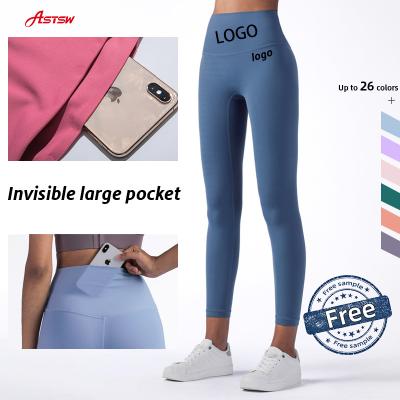 China Breathable Pocket Yoga Pants Women Butt Crac! crack! Workout Fitness Legging High Waist Tummy Control Gym Sports Gaiters With Pockets for sale