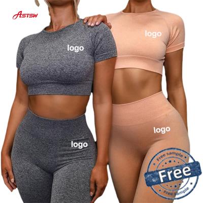 China New Design Breathable Women Yoga Workout Shorts Set Live Fit Fitness Clothing Active Wear Crop 2 Piece Tops Shorts Sets for sale