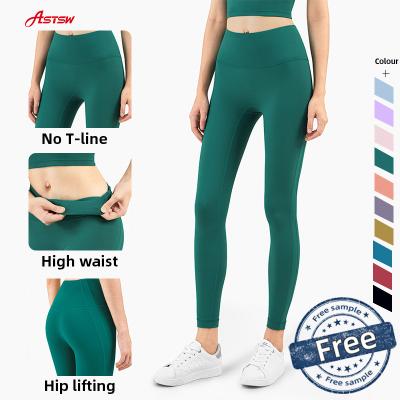 China 2021 New Lulu Style Yoga Pants High Waist Tight Gaiters Women Breathable Organic Yoga Clothing for sale