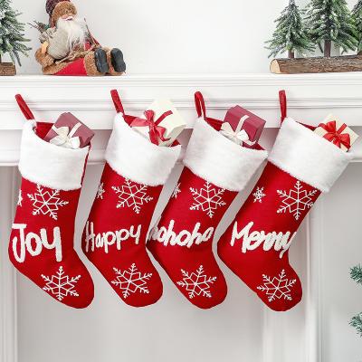 China Large Christmas Soulmate Plaid Fabric Christmas Socks Santa Claus Elk Decorations Christmas Pattern Special Bag Gift Safe Environmental Material for sale