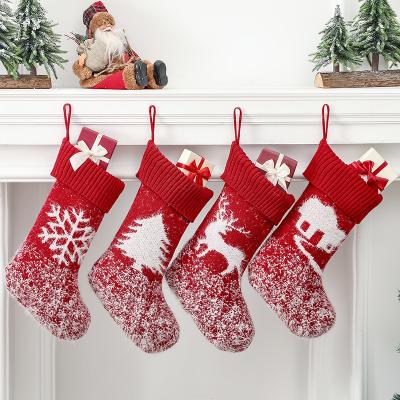 China Large Christmas Soulmate Plaid Fabric Christmas Socks Elk Pattern Christmas Decorations Special Bag Gift Safe Environmental Material for sale