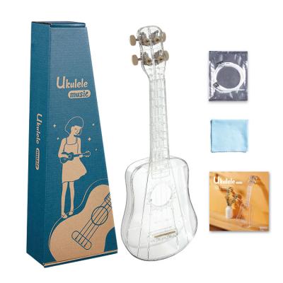 China Light weight UKULELE new product design new romantic transparent 21 inch travel ukulele gift for sale