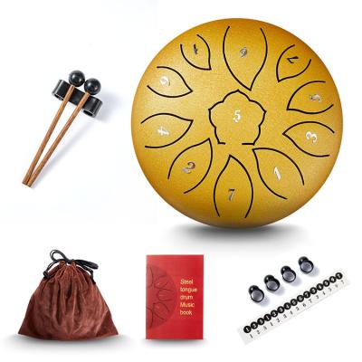 China 6 Inch Percussion Drum Colorful Ethereal Stainless Steel Hand Pan 11 Notes For Meditation Tongue Steel Drums for sale