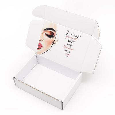 China Recycled Materials Customized Logo Beauty Product Eyelash Packaging White Gift Printed Eco-Friendly Mailing Paper Box for sale