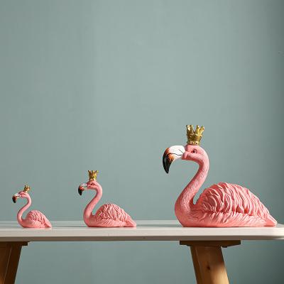 China Desktop vases ceramic flamingos creative supply items living room for home healing INS decoration girl married couple gift for sale