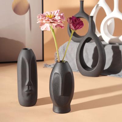 China Contemporary Nordic Ceramic Vase Dried Desk Flower Vase Vases Decor Donut Flower Arrangemet Home Decoration Accessories Home Office Living Room for sale