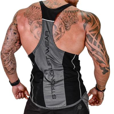 China QUICK DRY Gym Core Sports Vest Stretch Cotton Blend Fitness Solid Color Mens Y-Back Muscle I-Shape Vest for sale