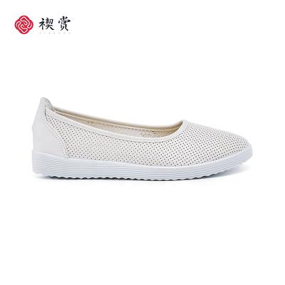 China New White Lady Sandals Shoes Wholesale Flat Elegant Women Flat Shoes White Slip On Shoes for sale