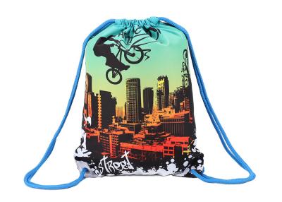 China Sublimation Printed Pull String Bag , Gym Custom Size String Sports Bag for sale