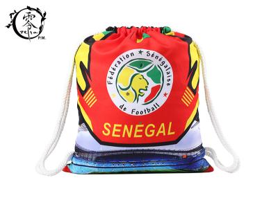 China Printed Cotton Rope Drawstring Bookbag , Large Sized Sports String Strap Backpack for sale