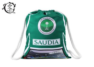 China Saudia Custom Cinch Polyester Printed Drawstring Backpack Bag Large Size for sale