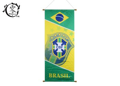 China Custom CBF Brasil Logo Multicultural Flag Banners World Cup Wall Hanging Team Brasil Size 38x90cm for sale