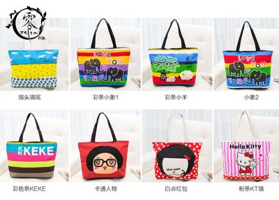 China Multiple Designs Lady Canvas Recycle Grocery Bags Cartoon Pattern Girls Shoulder Bags Handbags for sale