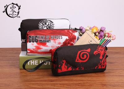 China Cartoon Naruto Pencil Case Pouch Handy Wearable Canvas Pencil Wrap Case With Individual Handle for sale