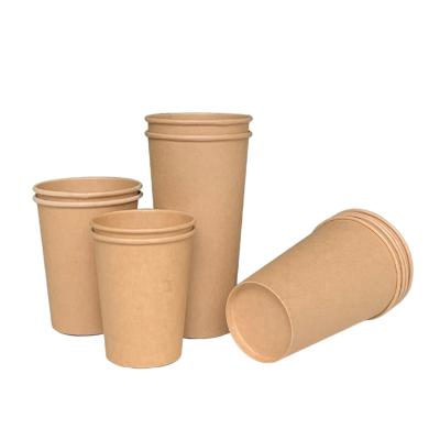 China Custom 4OZ 8OZ 12OZ 16oz 22OZ Disposable Single Wall Cup Kraft Paper Disposable Coffee Cups With Lids for sale