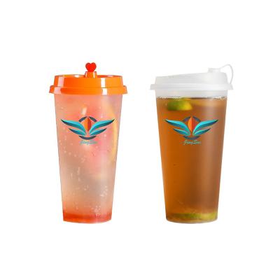 China Single wall wholesale 16 oz pp spot frosted injection cups disposable plastic boba tea cup for sale