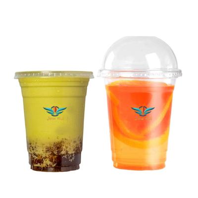 China Single Wall Plastic Cups With Custom Logo Printed 16oz Clear Pet Disposable Plastic Coffee Cup for sale