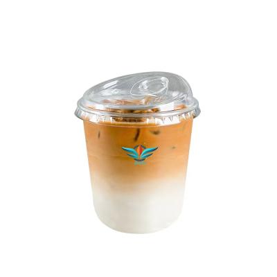 China Factory 300ml pet coffee cup custom cold plastic disposable eco-friendly logo u shape clear plastic cups with lids for sale