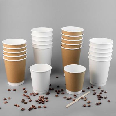 China Disposable Logo Design Printed Double Wall Cup Wholesale Disposable Paper Coffee Cups for sale