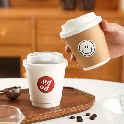 China 12oz Disposable Custom Logo Double Wall Paper Cup For Hot Drinks Disposable Paper Coffee Cups With Lids for sale