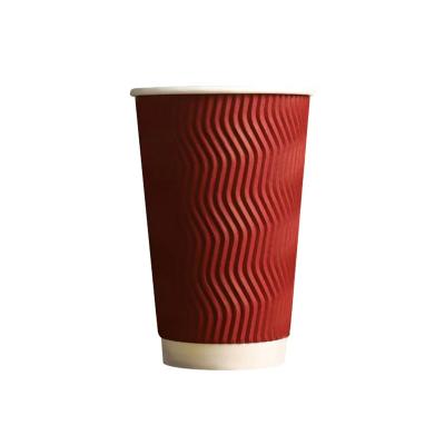 China 16oz Ripple Coffee Cups Disposable Coffee Takeaway Disposable Paper Cup for sale