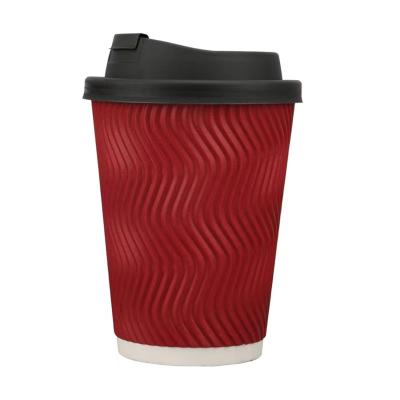 China Disposable Ripple Wall Coffee Disposable Paper Cup With Lid 12oz Paper Cups Wholesale for sale