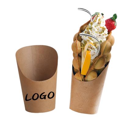 China Manufacturer Disposable French Fries Cups Holder Bubble Waffle Paper Cup for sale