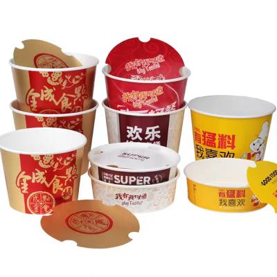 China Disposable Custom Logo Paper Fried Chicken Buckets With Lid Wholesale Disposable Paper Container Chicken Bucket for sale