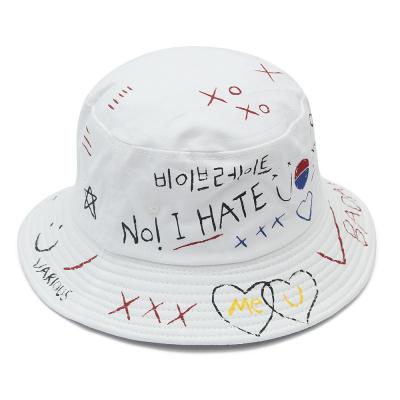 China 2021 High Quality Embossed Picture Bucket Hat Cotton Bucket Hat Youth Bucket Hats for sale