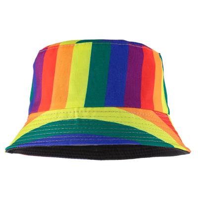 China Wholesale Custom Fashion Colorful Design Picture Rainbow Bucket Hat Foldable Bucket Hat for sale