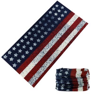 China 100% Polyester American Flag Neck Cuff Sports Bandana Headwear Scarf Wholesale Quick Dry Bandana for sale