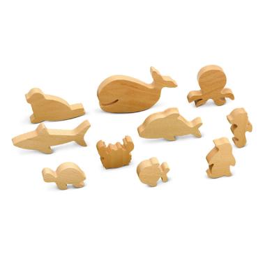 China Kindergarten Premium Non-Toxic Toy Wooden Ocean Animals Set Taiwan Montessori Quality for sale