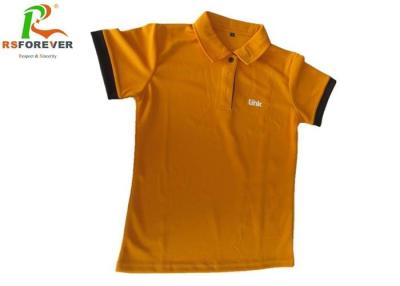 China Fashional Mens Orange Printed Polo Shirts 100% Polyester Silk Screen Printing for sale