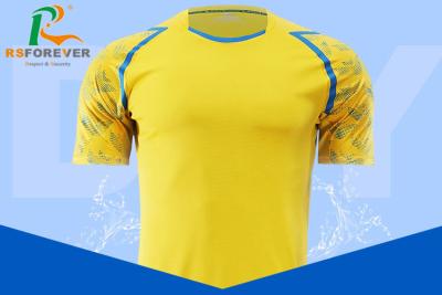 China Ropa de deportes amarilla de encargo del jersey del fútbol para los deportes y la talla xs S M L de la aptitud en venta