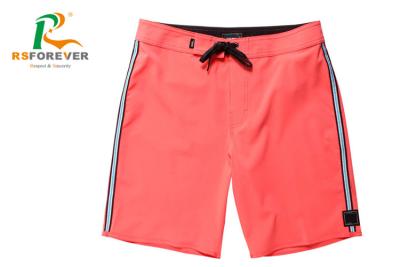 China Red Waist Board Shorts Zip Fly With Drawstring / Side Stripe Shorts for sale