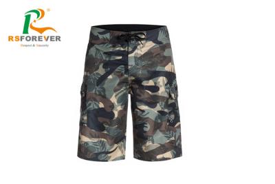 China Woodland Camouflage Pattern Men Board Shorts  / Non Zip Beach Surf Shorts for sale