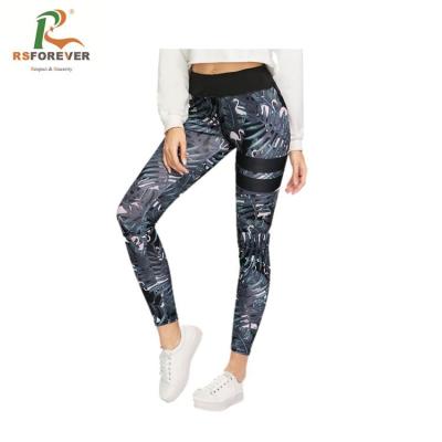 China Sports High Waist  Women Sports Leggings Sublimation Printed Spandex / Polyester Material for sale