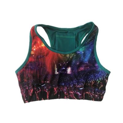 China Dri fit Polyester Spandex Ladies Sports Bra Fitness Work out Sublimation Sports Bra Top for sale