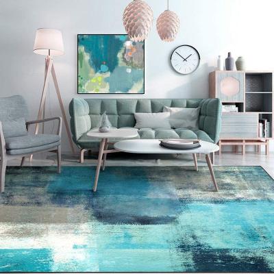 China Small Modern Abstract Turquoise Polypropylene Area Rugs For Living Room Blue Rugs For Bedroom For Kitchen Dining Room 6X8ft for sale