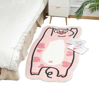 China Stain Resistant Cute Soft Animal Shaped Kid's Blankets Room Playmat Fake Wool Bath Mat, 2' X 4' (60*120CM), Piggy, BY04 for sale