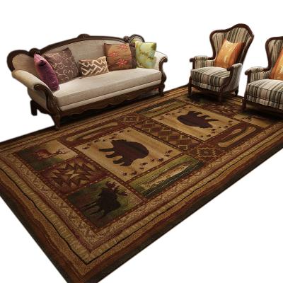 China Stain Resistant Rustic Lodge Bear Cabin Grounding Mats Living Room Grizzly Bear Large Area Cover, 6'7