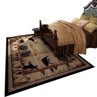 China Stain Resistant Grizzly Bear Southwest Cabin Blanket Vintage Wilderness Home Decorative Area Rug, 4'7