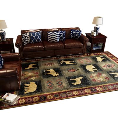 China Stain Resistant Black Forest Wilderness Cabin Area Rug Bear Living Room Area Rugs Floor Rugs, 3'3