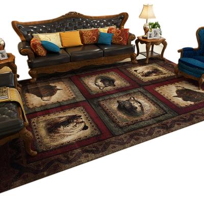 China Stain Heavy Duty Rustic Cub Bear Lodge Cabin Living Room Area Rug Southwestern Wilderness Vintage Blanket, 2'7